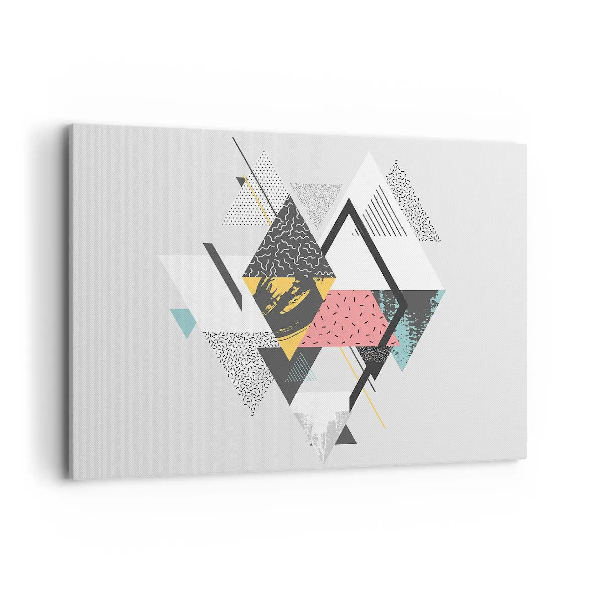 Impression sur toile - Image sur toile - Motifs géométriques sur fond clair - 100x70cm - Variation sur triangle et losange - Décoration murale moderne pour le salon et la chambre ARTTOR