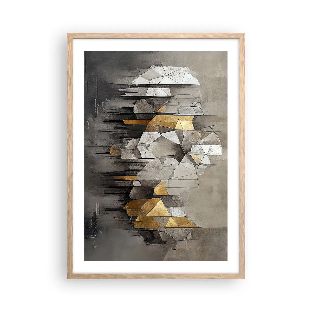 Affiche dans un chêne clair - Poster - Composition de glace et de lumière - 50x70 cm