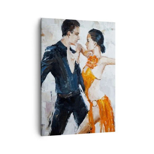 Impression sur toile - Image sur toile - Un couple dynamique dansant dans un style latino-américain. - 50x70cm - Dirty dancing - Décoration murale moderne pour le salon et la chambre ARTTOR