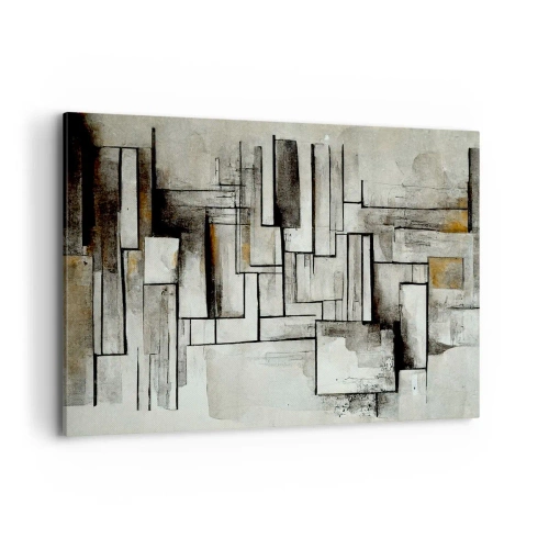 Impression sur toile - Image sur toile - Rectangles abstraits dans les tons de gris et de noir - 120x80cm - Le pouvoir de la simplicité - Décoration murale moderne pour le salon et la chambre ARTTOR