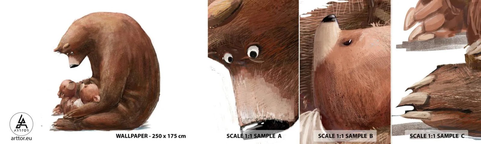 Échantillon de Papier Peint Autocollant Deluxe Sticker - Faites de beaux rêves les enfants - Pour les enfants, Ours, Famille - 100x30 cm