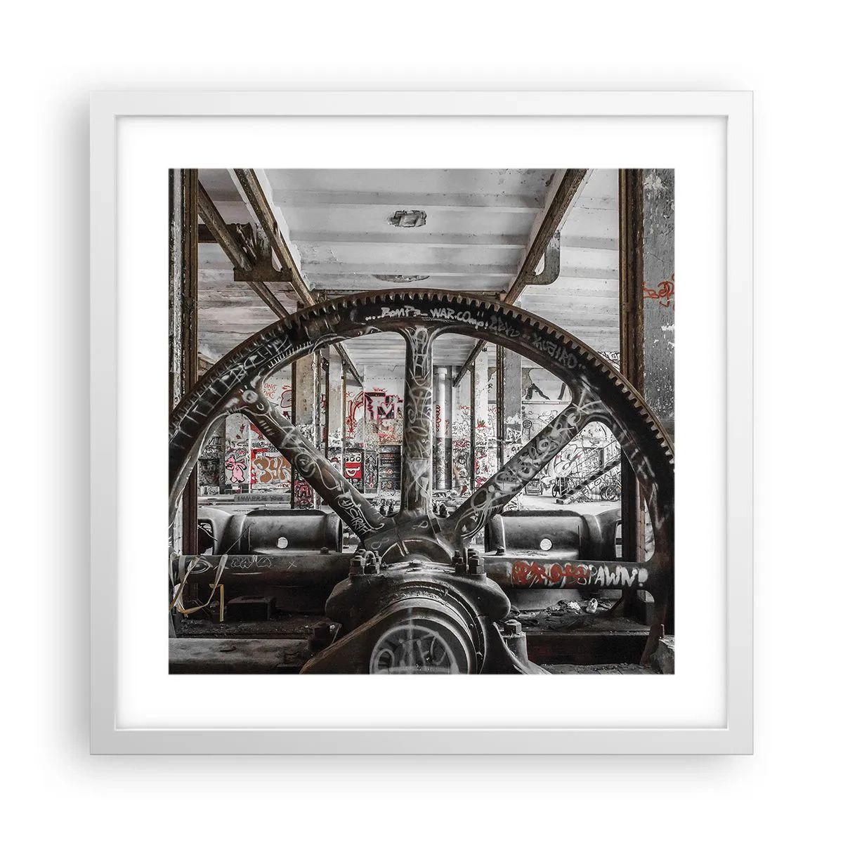 Affiche dans un cadre blanc - Poster - Vie secrète d'une usine - 40x40 cm