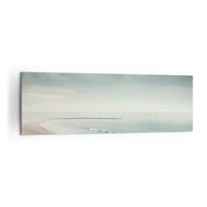Impression sur toile - Image sur toile - Une silhouette solitaire sur une plage déserte au bord d'une mer calme - 160x50cm - à la recherche de la paix - Décoration murale moderne pour le salon et la chambre ARTTOR