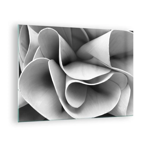 Impression sur verre - Image sur verre - Gros plan noir et blanc de formes spirales abstraites - 70x50cm - Il s'en passe dans l'espace - Décoration murale moderne pour le salon et la chambre ARTTOR
