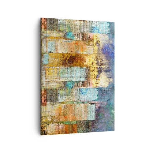 Impression sur toile - Image sur toile - Gratte-ciel abstraits de style industriel - 50x70cm - Une métropole ensoleillée - Décoration murale moderne pour le salon et la chambre ARTTOR