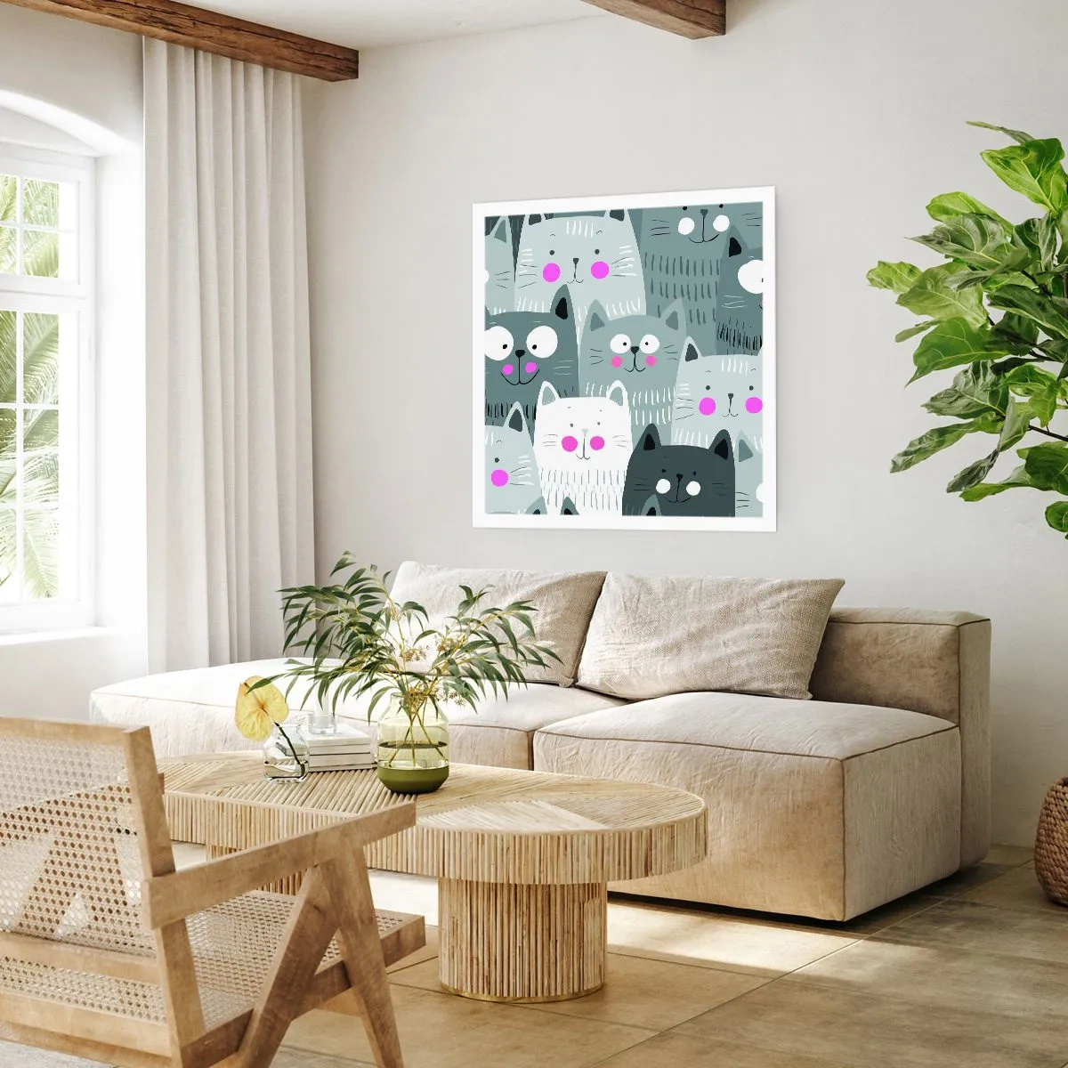 Affiche - Poster - Le monde des chats - 50x50 cm