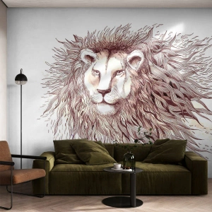 Papier Peint Photo Premium Canvas - Un souverain fougueux - Animaux, Lion, Abstraction - 250x175 cm