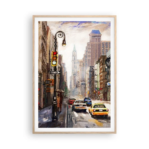 Affiche dans un chêne clair - Poster - New-Zork - coloré même sous la pluie - 70x100 cm