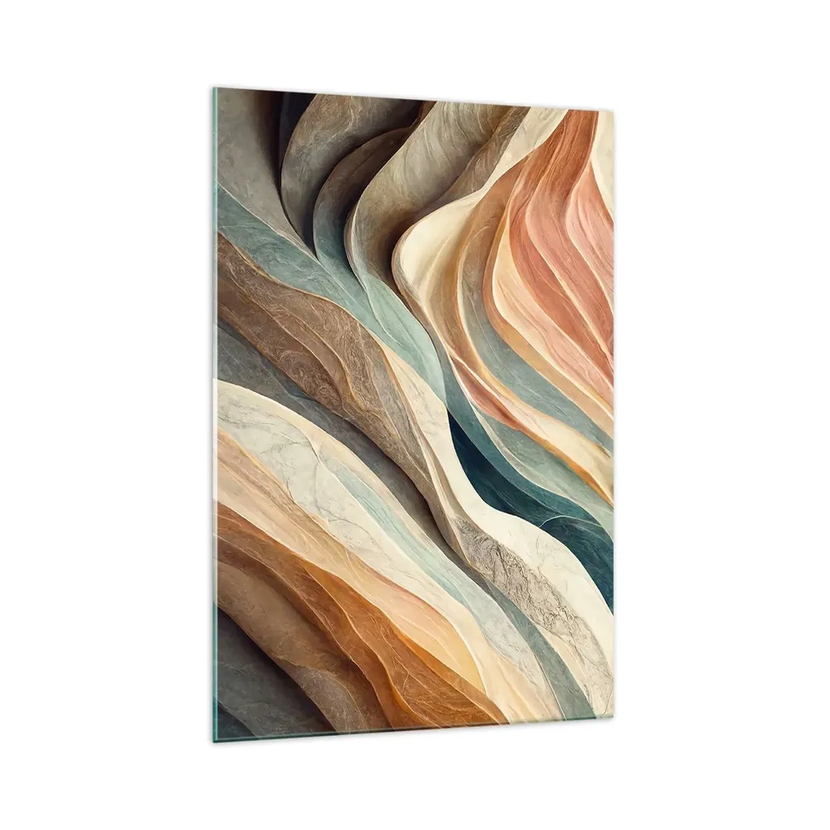 Impression sur verre - Image sur verre - Vagues abstraites aux tons pastel - 70x100cm - Le moment avant le changement - Décoration murale moderne pour le salon et la chambre ARTTOR