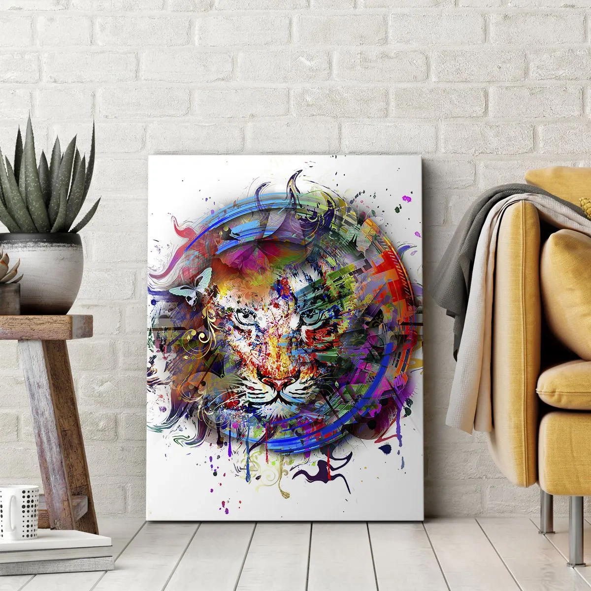 Impression sur toile - Image sur toile - Il se cache derrière un voile arc-en-ciel - 65x120 cm