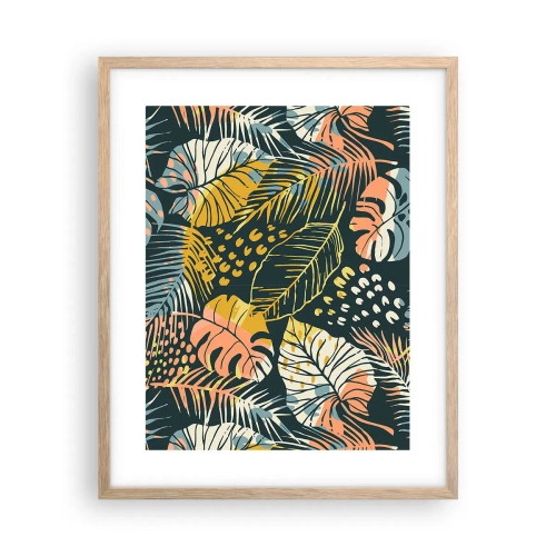 Affiche dans un chêne clair - Poster - Fantaisie feuillue - 40x50 cm