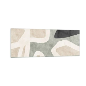 Impression sur verre - Image sur verre - Formes abstraites aux couleurs tamisées - 140x50cm - Composition pour motif noir - Décoration murale moderne pour le salon et la chambre ARTTOR