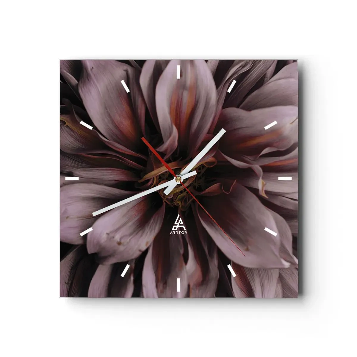 Horloge murale - Pendule murale - Gros plan d'une grande fleur aux couleurs subtiles - 30x30cm - Un coeur fleuri - Décoration murale moderne pour le salon et la chambre ARTTOR