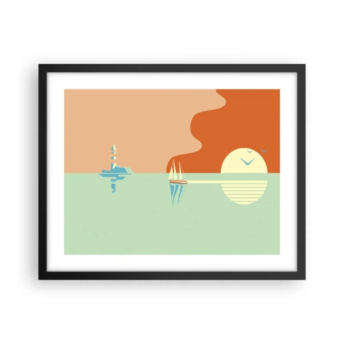 Affiche dans un cadre noir - Poster - Paysage idéal de la mer - 50x40 cm