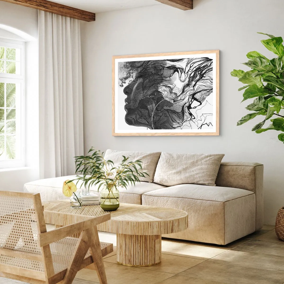 Affiche dans un chêne clair - Poster - Emmêlé dans les rêves - 70x50 cm