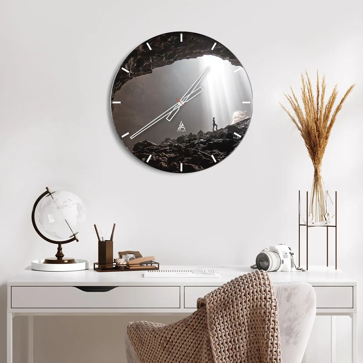 Horloge murale - Pendule murale - Grotte lumineuse - 40x40 cm