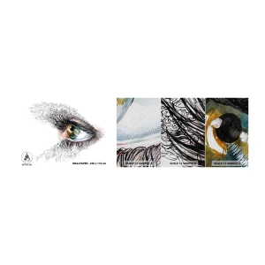 Échantillon de Papier Peint Premium Sand - Regarde droit dans l'âme - Abstraction, Graphique, Œil - 100x30 cm