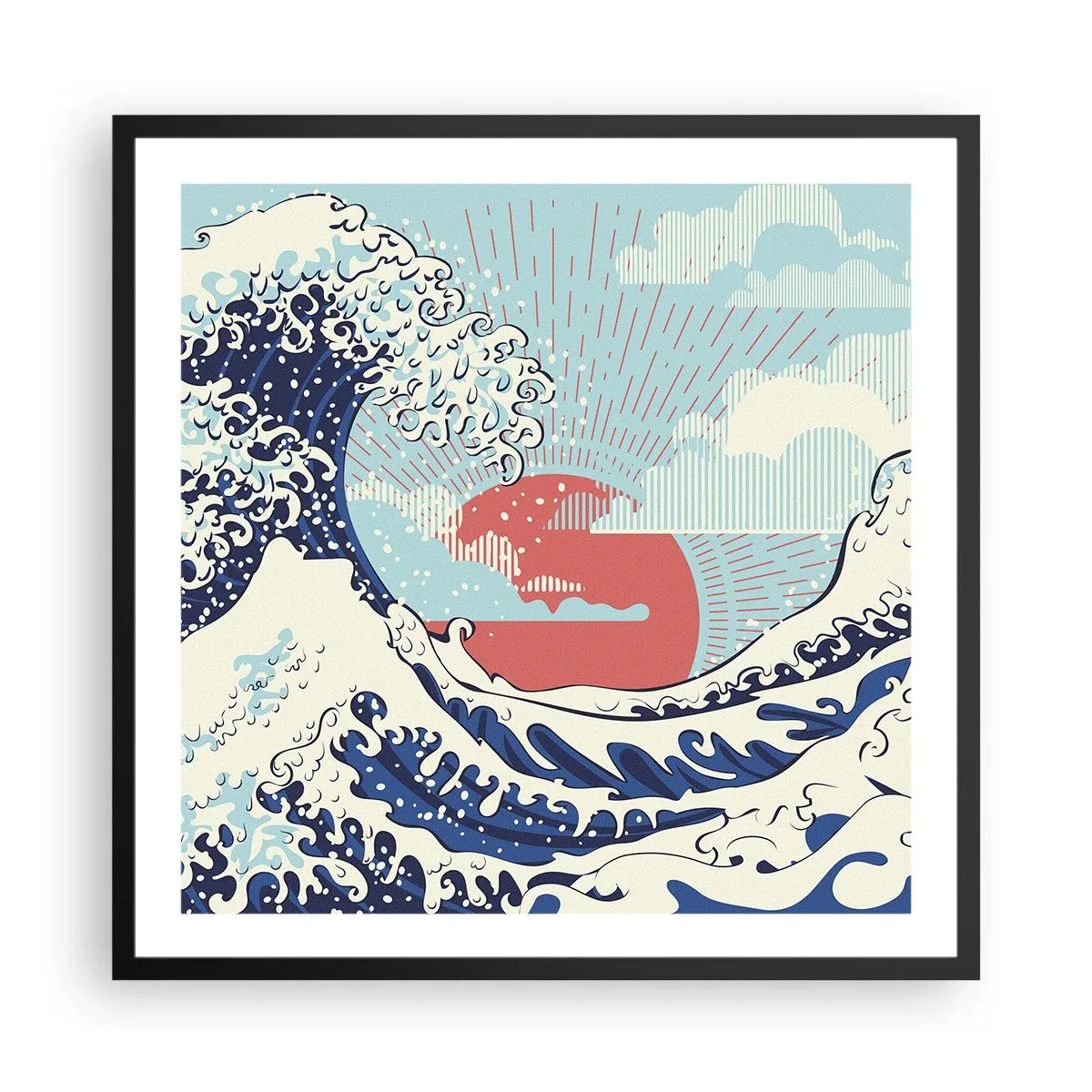 Affiche dans un cadre noir - Poster - D'une inspiration japonnaise - 60x60 cm