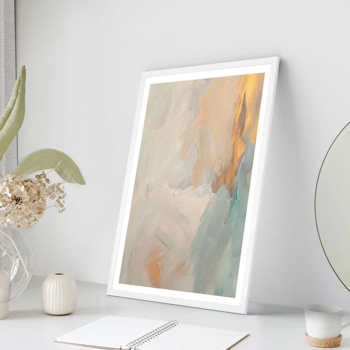 Affiche dans un cadre blanc - Poster - Abstraction – le pays de la douceur - 40x50 cm