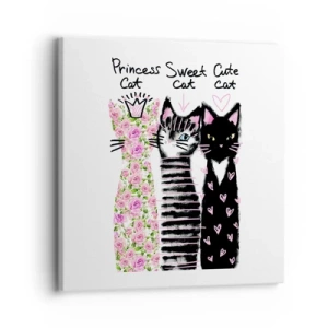 Impression sur toile - Image sur toile - Il y avait trois chats - 30x30 cm