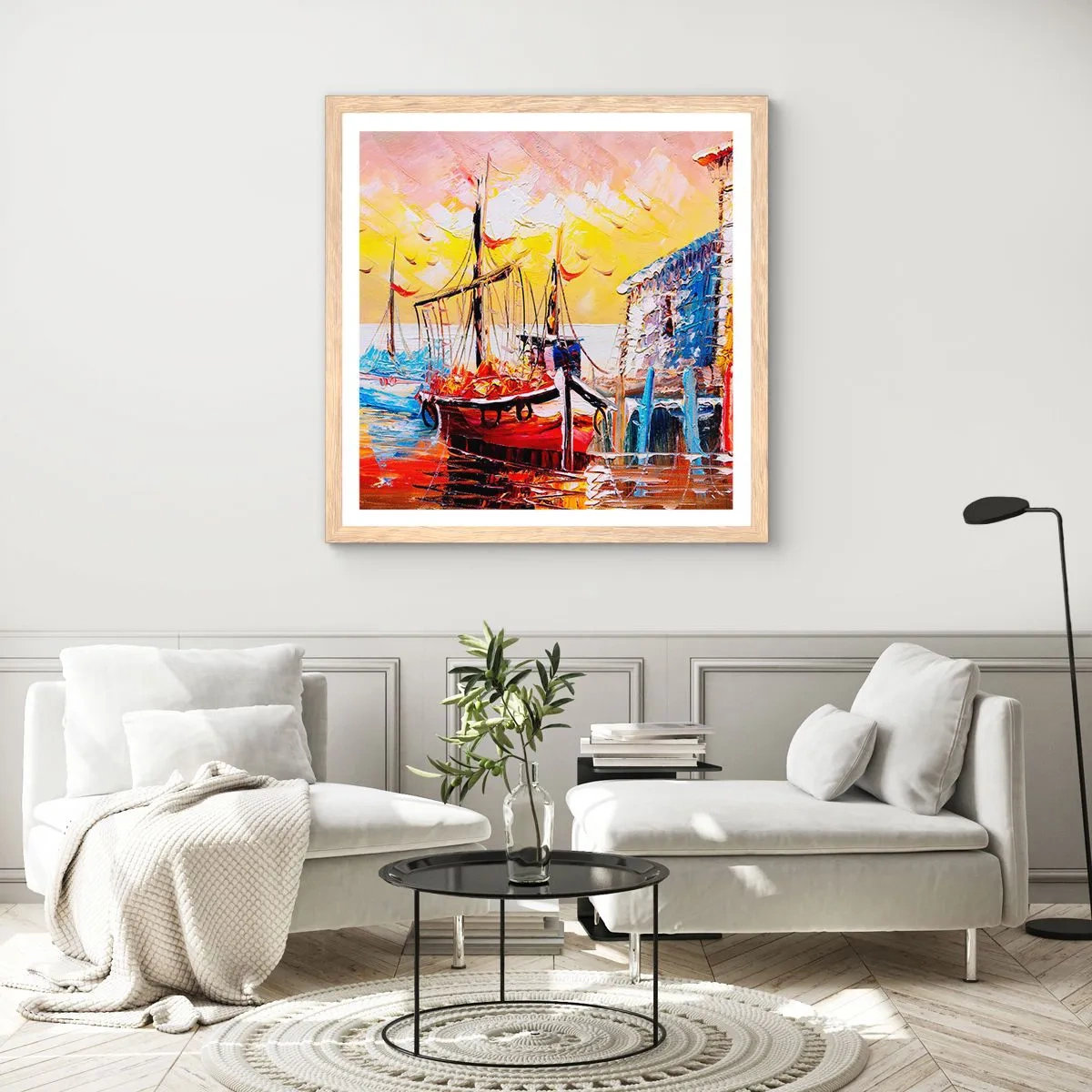 Affiche dans un chêne clair - Poster - Bon retour - 30x30 cm