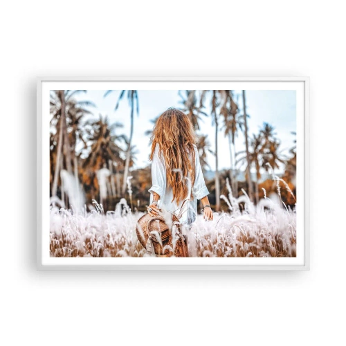 Affiche dans un cadre blanc - Poster - Né de peluches d'herbe - 100x70 cm