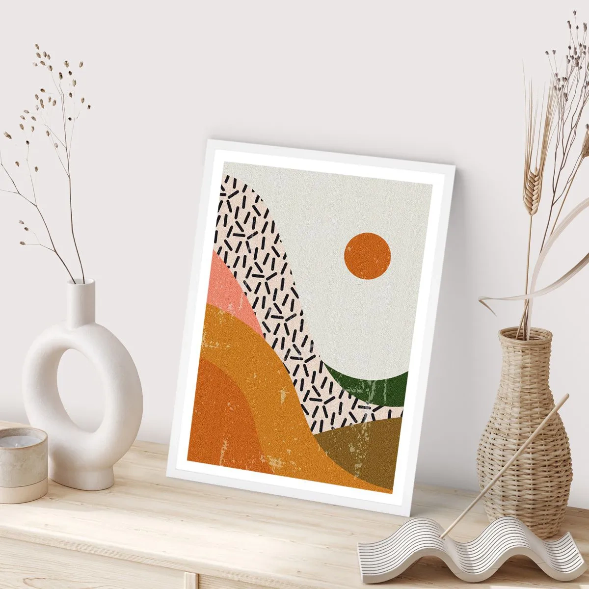 Affiche dans un cadre blanc - Poster - Abstraction solaire - 70x100 cm