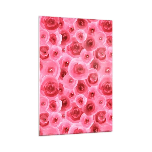 Impression sur verre - Image sur verre - Roses délicates dans des tons pastel de rose - 80x120cm - Roses en-haut et en-bas - Décoration murale moderne pour le salon et la chambre ARTTOR