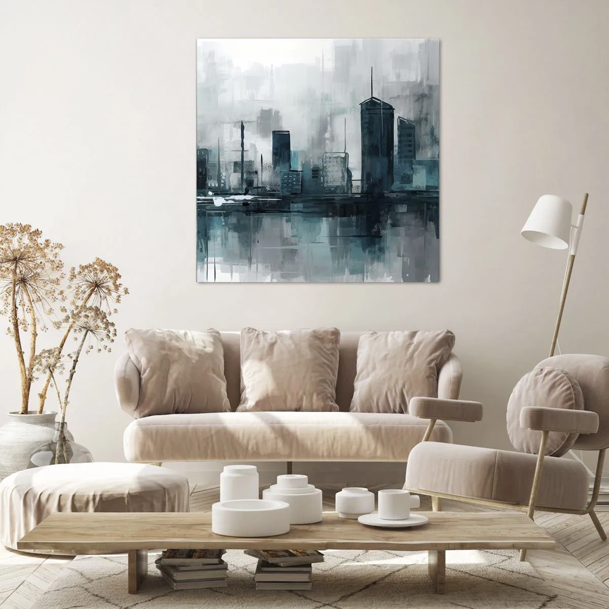 Impression sur toile - Image sur toile - Une ville couleur de pluie - 60x60 cm