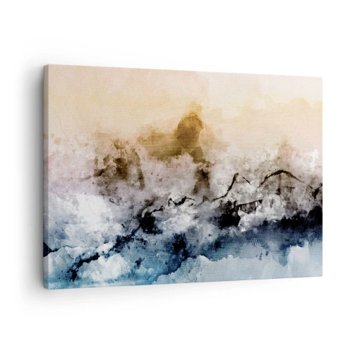 Impression sur toile - Image sur toile - Paysage abstrait avec brouillard et couleurs subtiles - 70x50cm - Noyé dans un nuage de brouillard - Décoration murale moderne pour le salon et la chambre ARTTOR