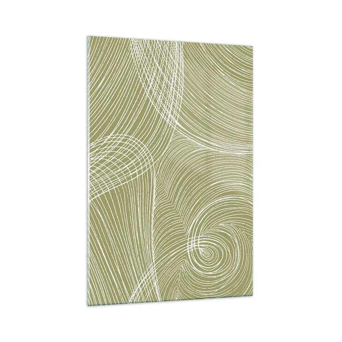 Impression sur verre - Image sur verre - Lignes vertes et blanches dans une composition abstraite - 70x100cm - Abstraction complexe de blanc - Décoration murale moderne pour le salon et la chambre ARTTOR