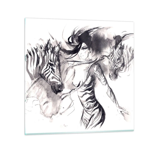 Impression sur verre - Image sur verre - Danse avec les zèbres - 30x30 cm