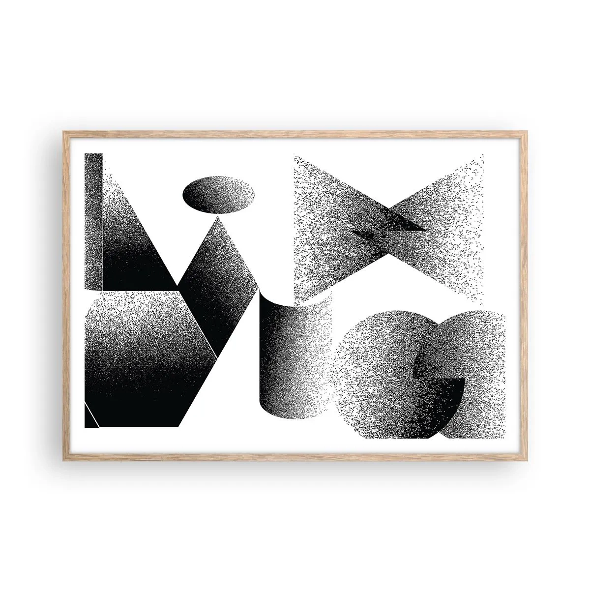 Affiche dans un chêne clair - Poster - Angles et ovales - 100x70 cm