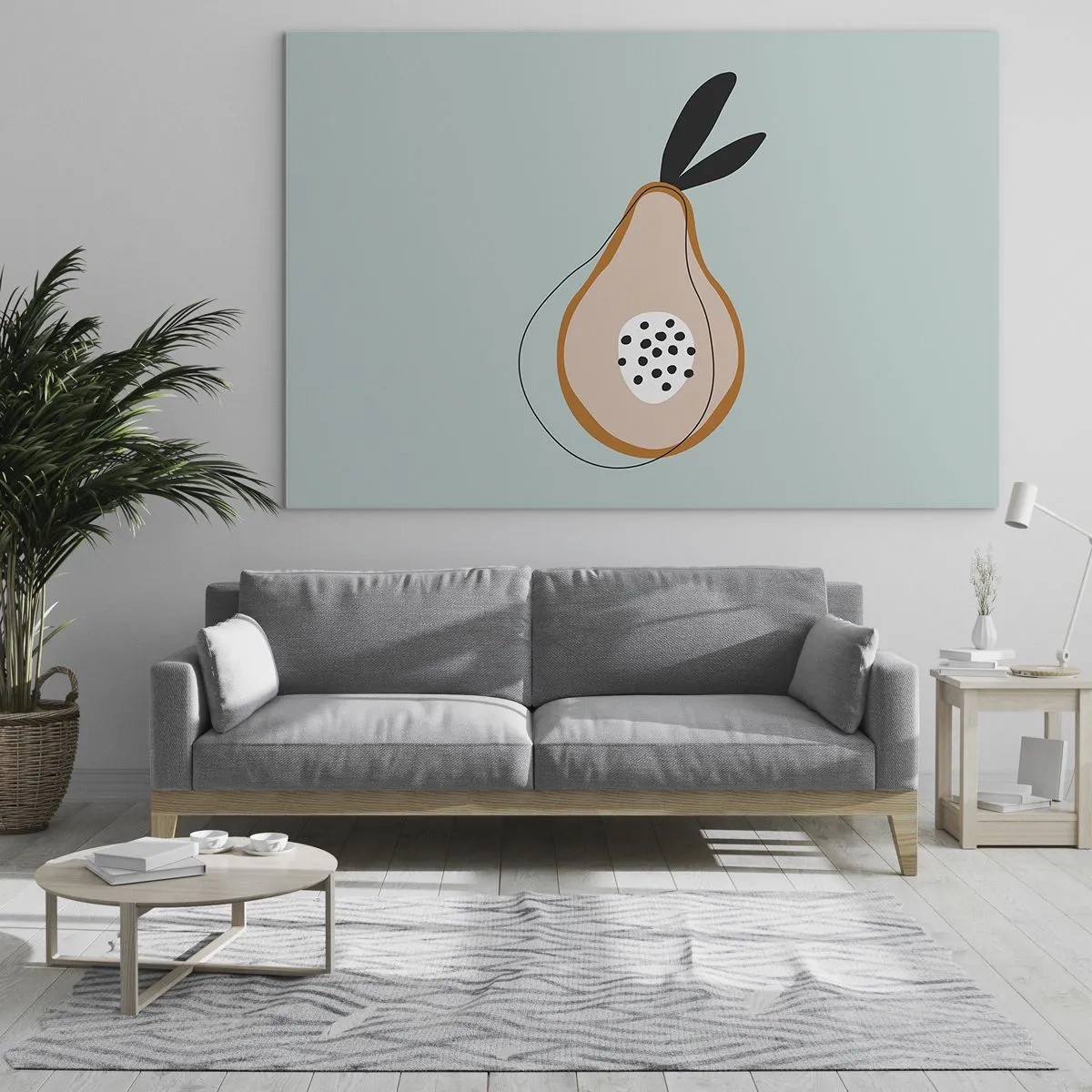 Impression sur verre - Image sur verre - Illustration abstraite d'une poire dans un style minimaliste - 70x50cm - Pénétrer la nature des choses - Décoration murale moderne pour le salon et la chambre ARTTOR