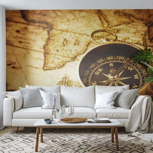 Papier Peint Photo Premium Canvas - Est ou ouest? - Voyages, Cartes du monde, Boussole - 450x315 cm