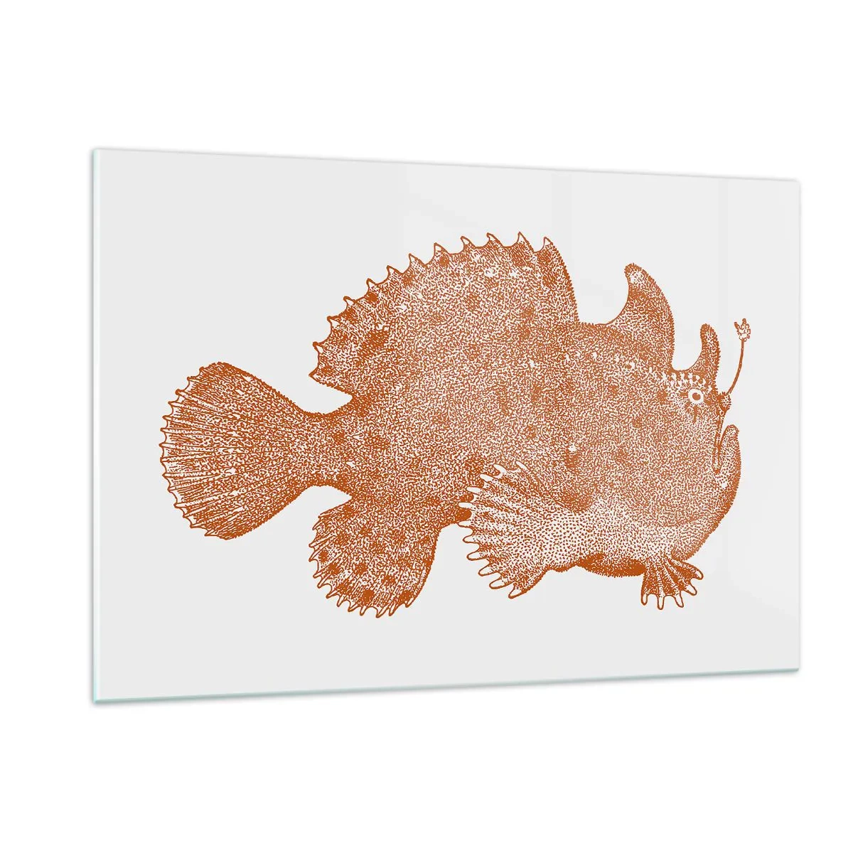Impression sur verre - Image sur verre - Un dessin rouillé d'un poisson des profondeurs réalisé à l'aide de la technique du point - 120x80cm - Et pourtant un poisson - Décoration murale moderne pour le salon et la chambre ARTTOR