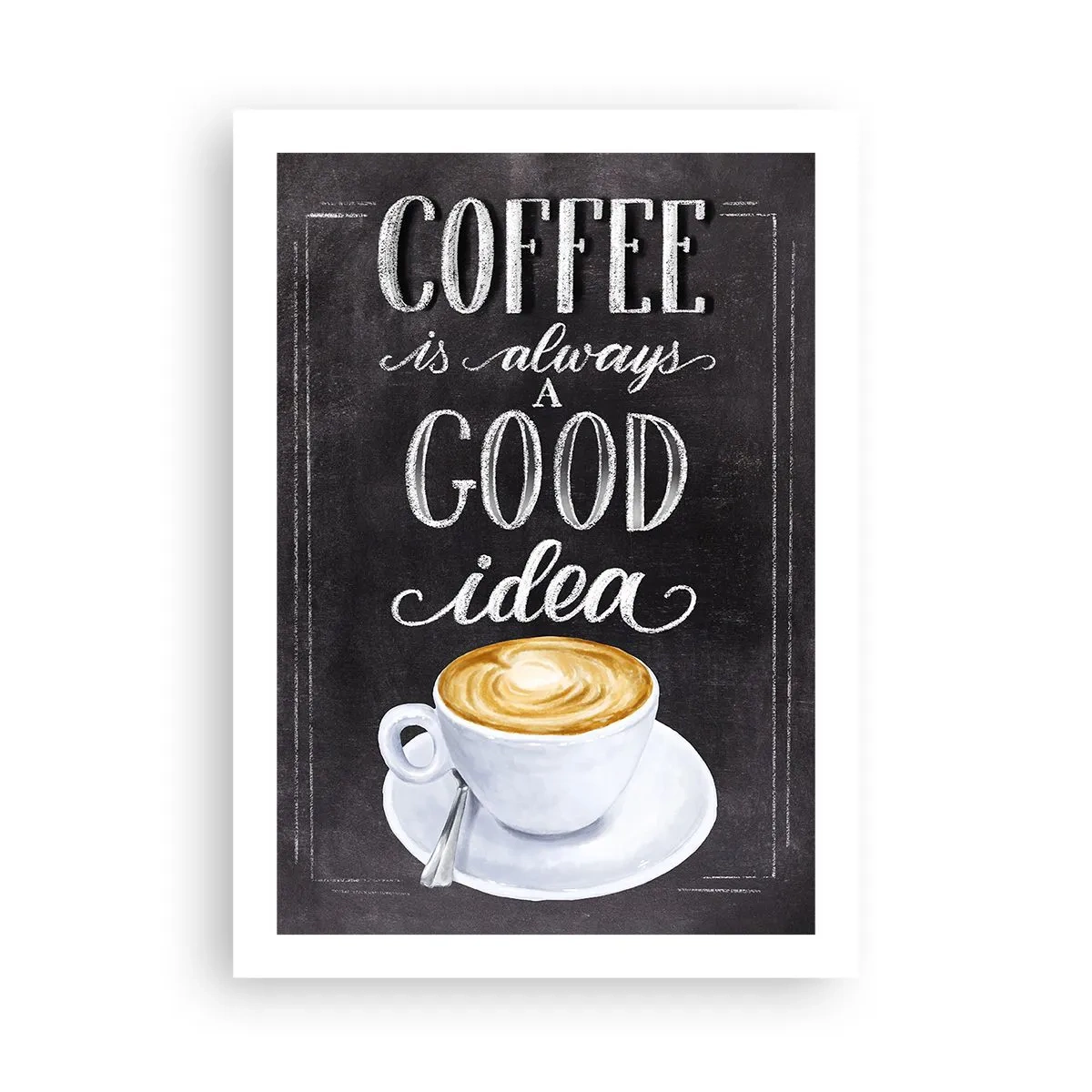 Affiche - Poster - Affiche de café avec lettrage style tableau noir - 50x70cm - Bien sûr! - Décoration murale moderne pour le salon et la chambre ARTTOR