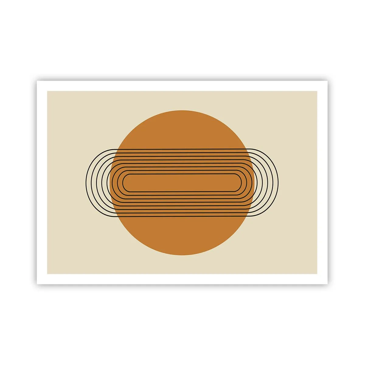 Affiche - Poster - Motif géométrique avec des cercles et des lignes orange - 100x70cm - Plan idéal - Décoration murale moderne pour le salon et la chambre ARTTOR