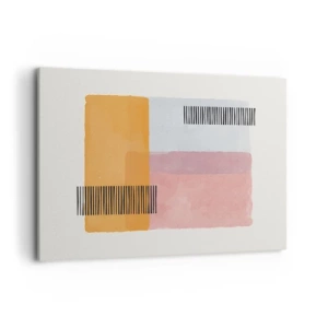Impression sur toile - Image sur toile - Géométrie aux couleurs pastel avec des lignes sur fond clair - 120x80cm - D'un coin à l'autre - Décoration murale moderne pour le salon et la chambre ARTTOR