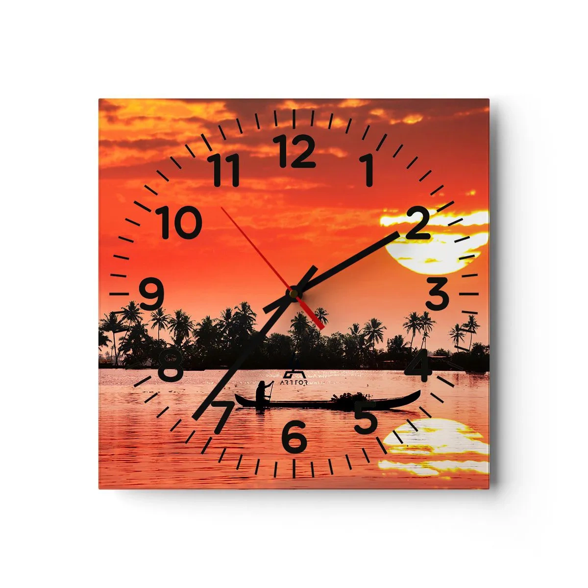 Horloge murale - Pendule murale - La tranquillité des tropiques au coucher du soleil - 30x30 cm