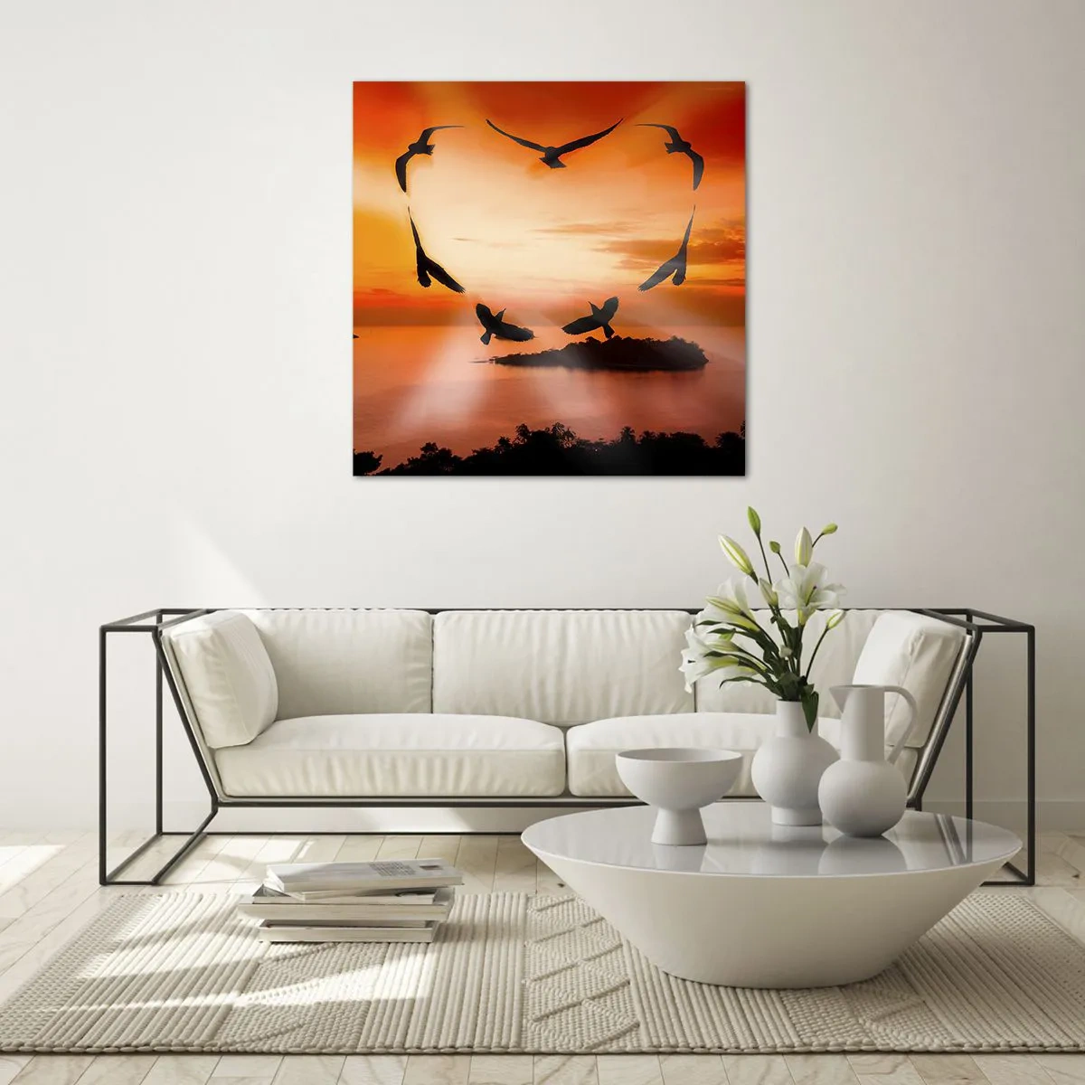 Impression sur verre - Image sur verre - Aimer le monde comme les oiseaux - 40x40 cm