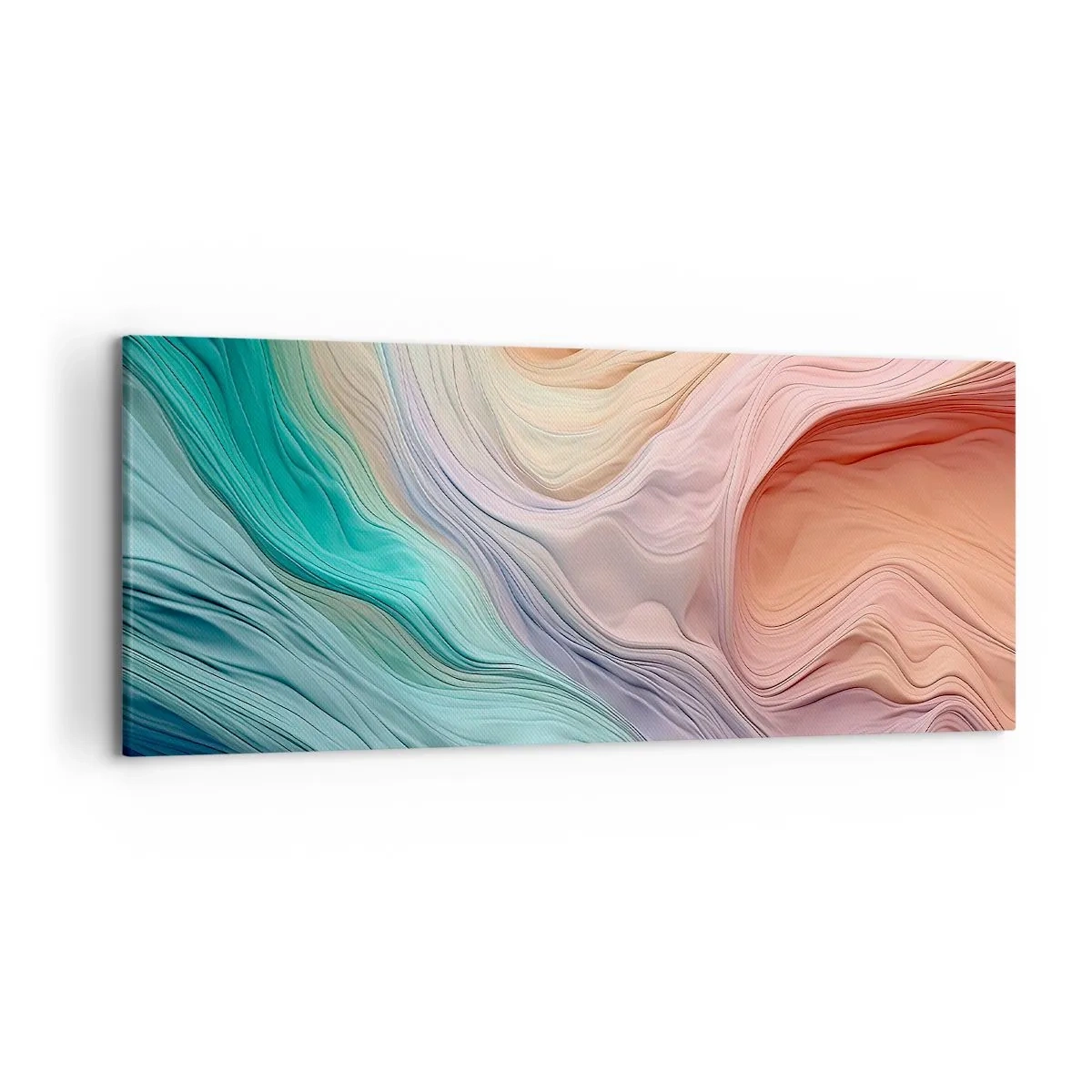 Impression sur toile - Image sur toile - Vagues abstraites aux couleurs pastel et arc-en-ciel - 120x50cm - Vague arc-en-ciel - Décoration murale moderne pour le salon et la chambre ARTTOR