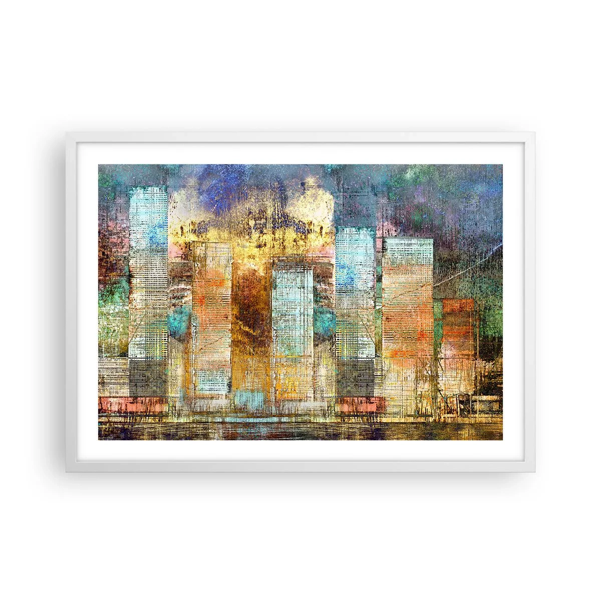 Affiche dans un cadre blanc - Poster - Une métropole ensoleillée - 70x50 cm