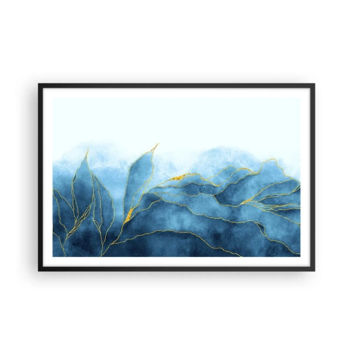 Affiche dans un cadre noir - Poster - Bleu doré - 91x61 cm