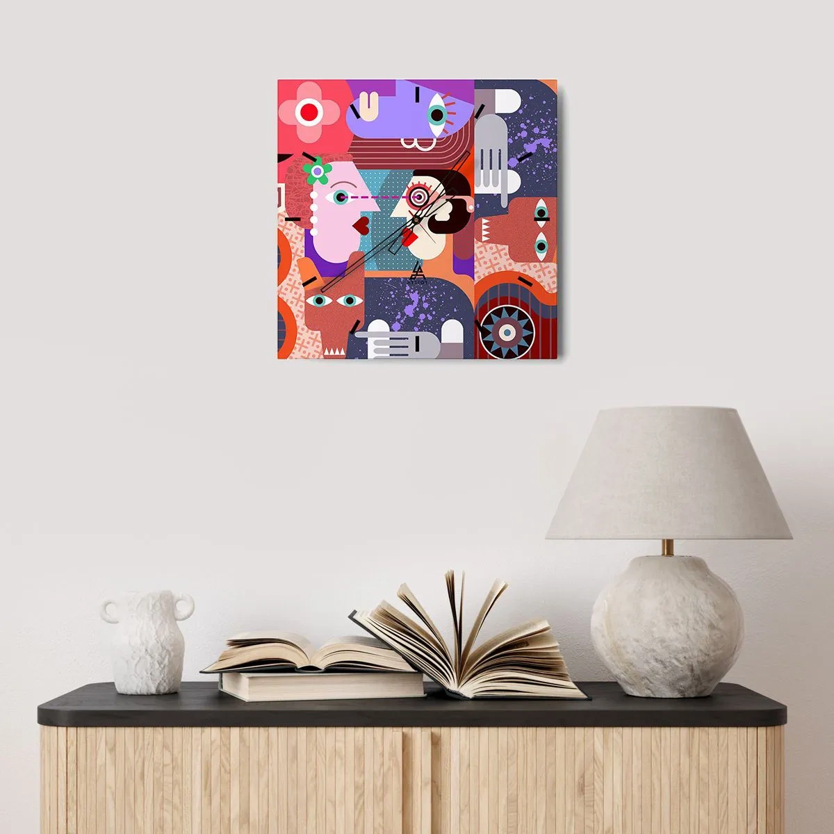 Horloge murale - Pendule murale - Les yeux dans les yeux - 40x40 cm