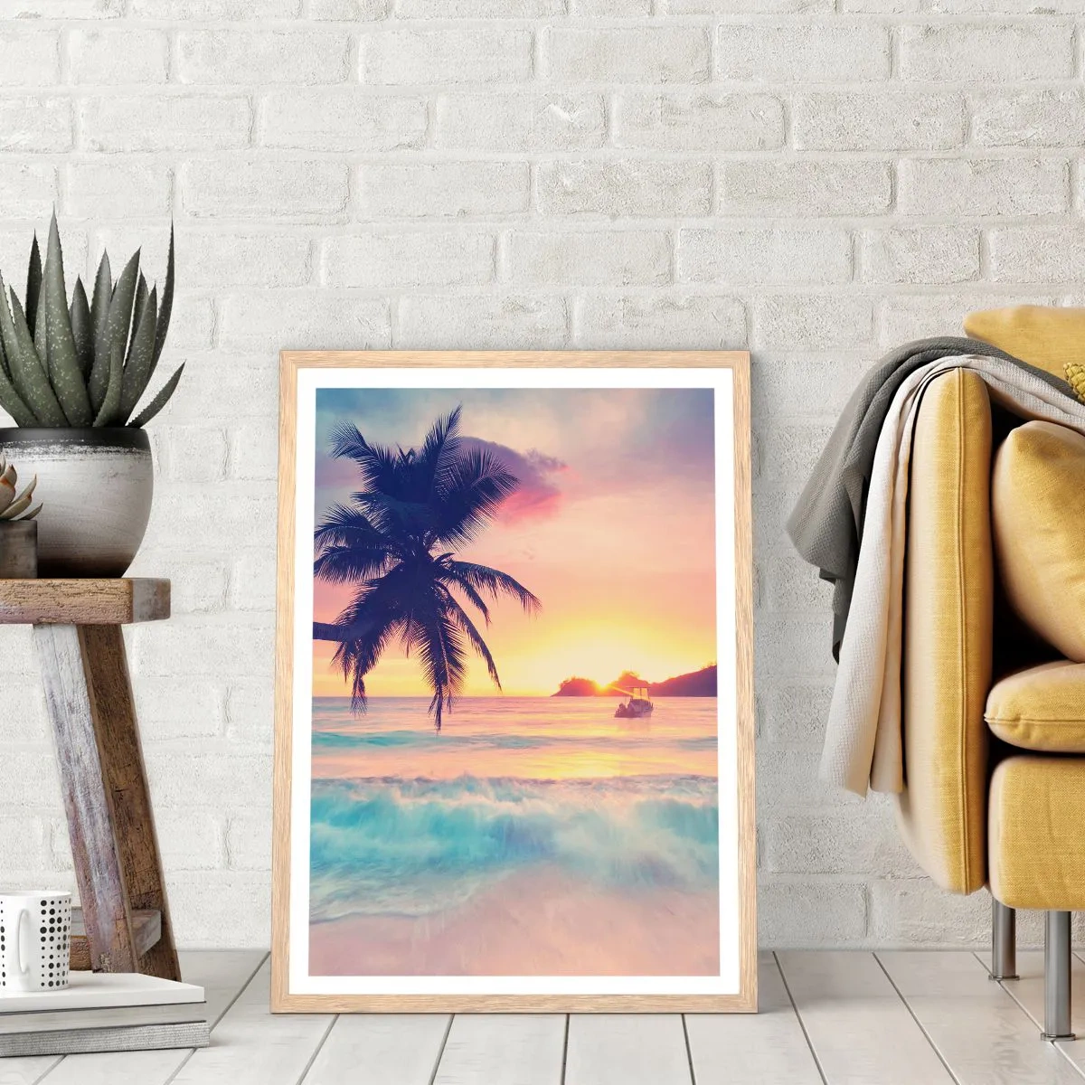 Affiche dans un chêne clair - Poster - Une soirée à la baie - 70x100 cm