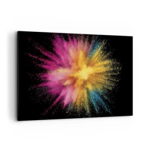 Impression sur toile - Image sur toile - Explosion de poudre colorée sur fond noir - 100x70cm - Origine des couleurs - Décoration murale moderne pour le salon et la chambre ARTTOR