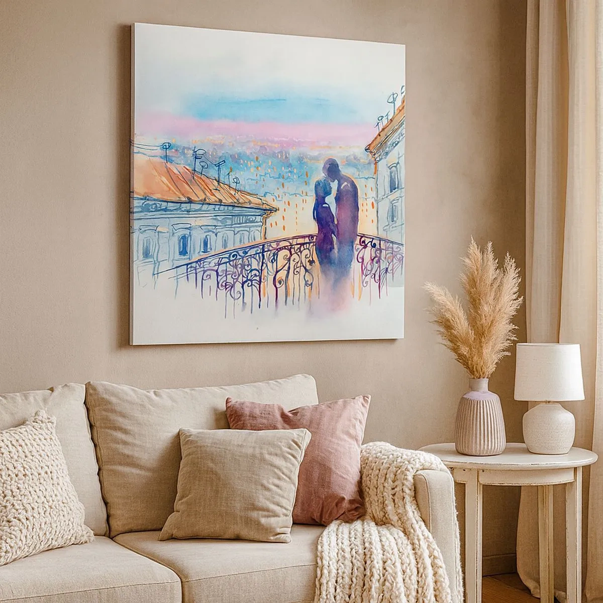 Impression sur toile - Image sur toile - Amoureux de Paris - 30x30 cm