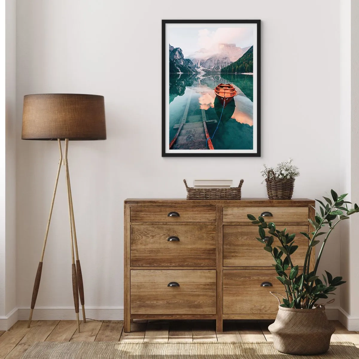 Affiche dans un cadre noir - Poster - Le rêve calme de la montagne - 61x91 cm