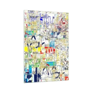 Impression sur verre - Image sur verre - Graffiti abstrait avec inscriptions et motifs colorés - 70x100cm - Ca fait juste plaisir aux yeux - Décoration murale moderne pour le salon et la chambre ARTTOR